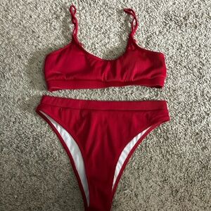 Red 2-piece bathing suit
